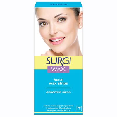 Surgi-wax Facial Honey Wax Strips For Face, Upper Lip, Chin and Cheek, Assorted Sizes, 1-pack