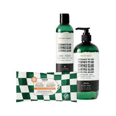 Stryke Club Teen Acne-Fighting 3-Step Kit | Face &amp; Body Cleanser, Spot Treatment Wipes, Hydrating Cream | Dermatologist Formulated Complete Skincare System