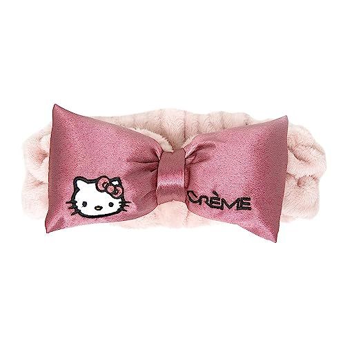 The Crme Shop x Sanrio Hello Kitty Pink Satin Plush Spa Headband Cruelty-Free Vegan Elegant Functional for Skincare Makeup Routines Elevate Your Beauty Regimen with Luxury Charm.