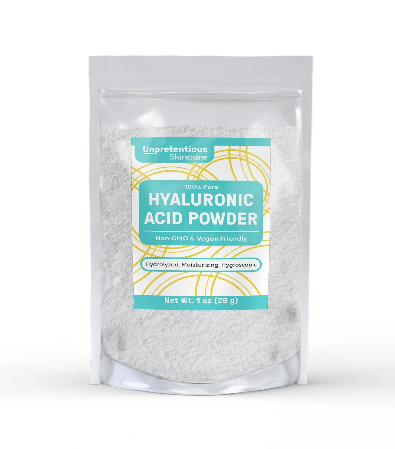Unpretentious Hyaluronic Acid Powder (1 oz) Food &amp; Cosmetic Grade, Clear Resealable Bag