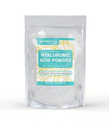 Unpretentious Hyaluronic Acid Powder (1 oz) Food &amp; Cosmetic Grade, Clear Resealable Bag