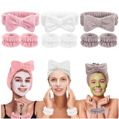 XiaLanXuan 9 PCS Face Wash Headband Wristband Set for Women and Girls, Soft Microfiber Spa Facial Hair Wraps Makeup Skincare Headbands Wrist Bands for Washing Face, Yoga, Sports
