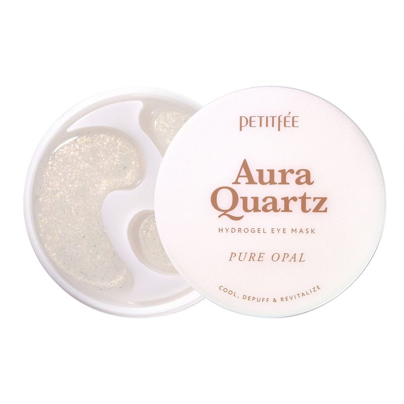 Petitfee Aura Quartz Eye Mask Pure Opal 40 pcs (20 pairs) - Rejuvenating Hydrogel Eye Patch for Puffy Eye Bags, Cooling, Depuffing, Under Eye Elasticity, Reduces Fine Lines for Firming Eye Area