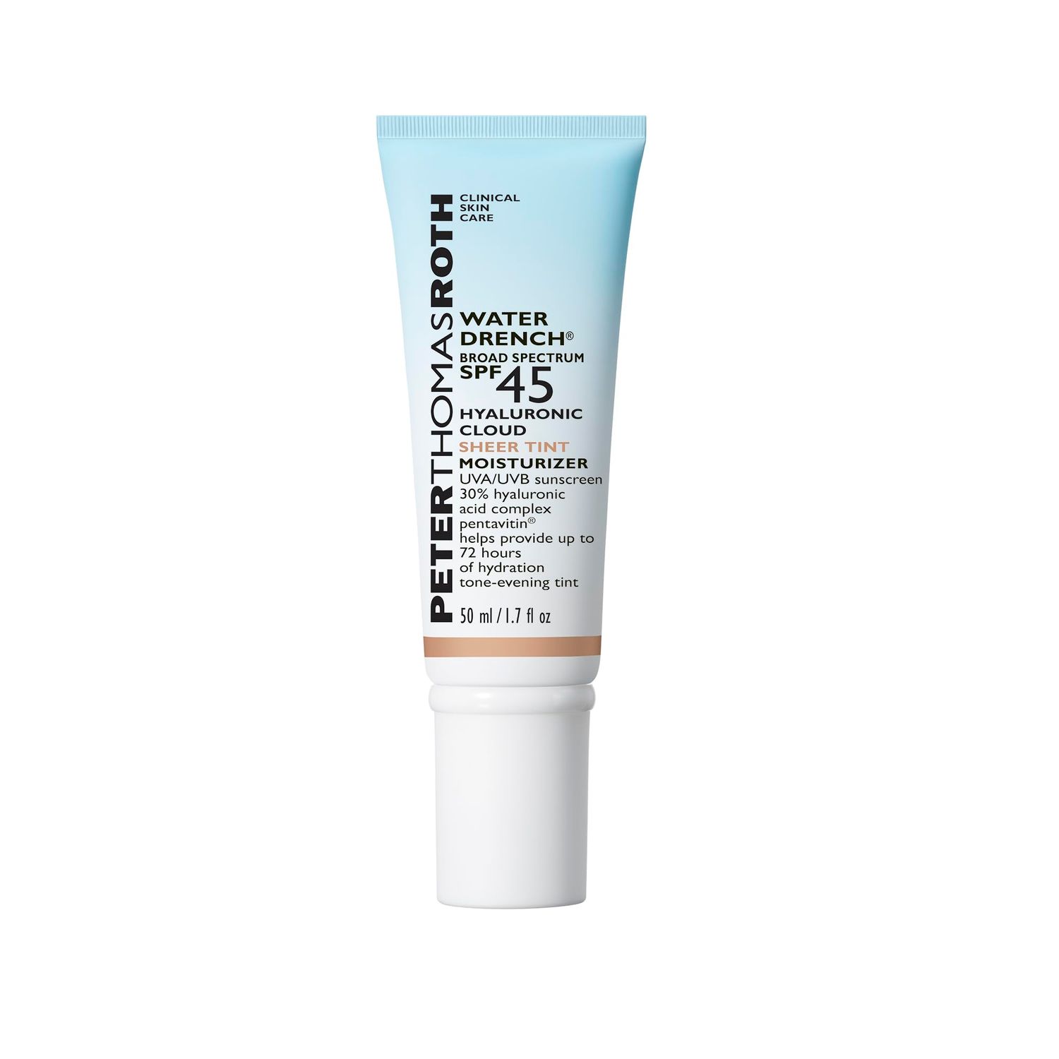 Peter Thomas Roth | Water Drench Hyaluronic Cloud Sheer Tint Moisturizer Broad Spectrum SPF 45, Hydrating Tinted SPF Moisturizer, Adaptable Sheer Tint, For All Skin Tones and Types