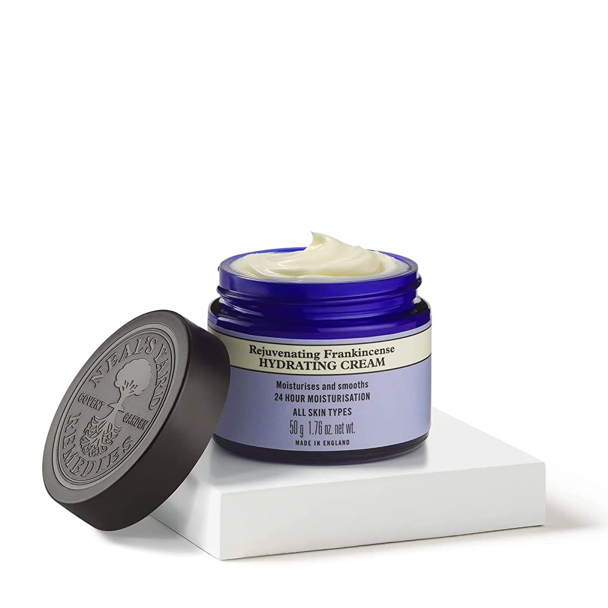 Neal&#39;s Yard Rejuvenating Frankincense Hydrating Cream with Hyaluronic Acid &amp; Jojoba Oil, 24-Hour Moisturization, Smooths Skin, Cruelty-Free, 1.76 oz