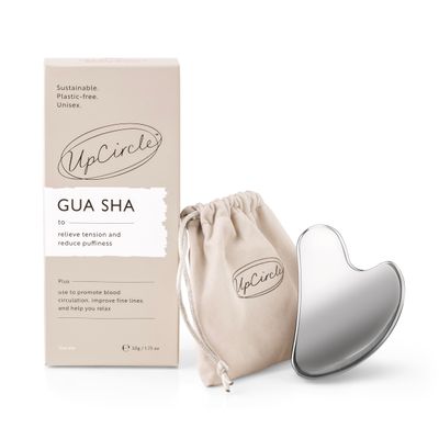 UPCIRCLE Gua Sha Facial Tool - Relieves Tension, Aids Lymphatic Drainage + Boosts Circulation for A Healthy Glow - Stainless Steel Tool