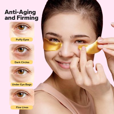 Komoko 25-Pairs 24K Gold Under Eye Patches, Skin Care, Golden Under Eye Mask Anti-Aging Collagen &amp; Amino Acid, Eye Mask for Removing Dark Circles, Puffiness and Wrinkles, Refresh Your Under Eye Skin