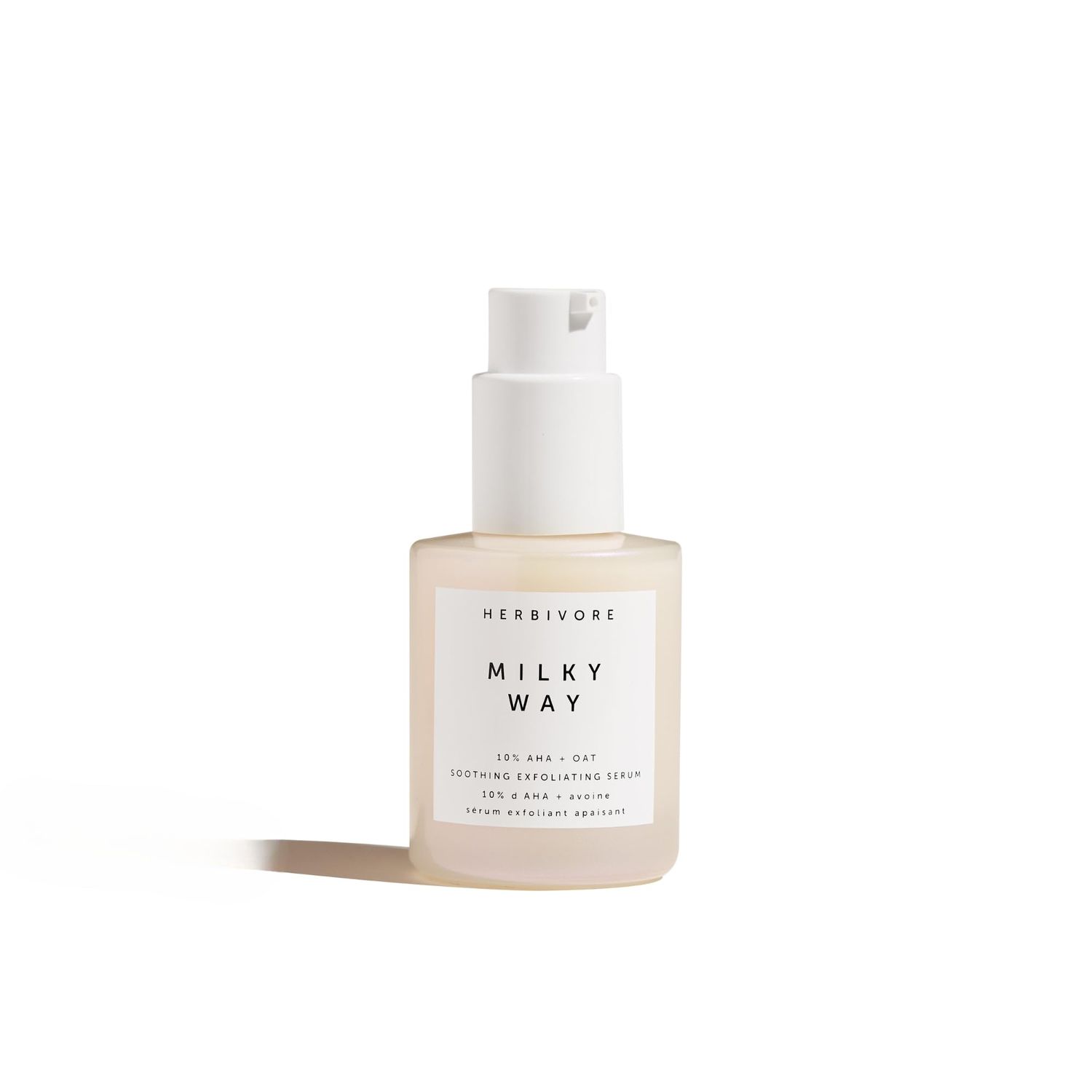 HERBIVORE Milky Way 10% AHA + Oat Soothing Exfoliating Serum - Multitasking Instant Glow Formula with Ceramides &amp; Hyaluronic Acid, Plant-based, Vegan, Cruelty-free, 30mL / 1 oz