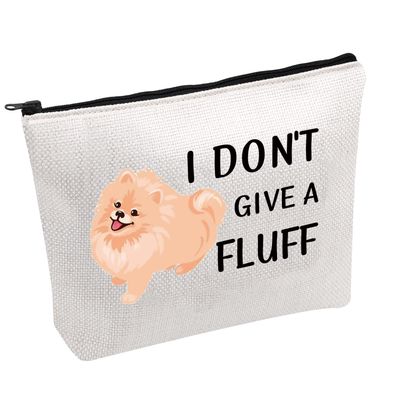 PWHAOO Pomeranian Dog Zipper Pouch Bag I Dont Give A Fluff Cosmetic Bag Pomeranian Lover Gifts (GIVE A FLUFF B)