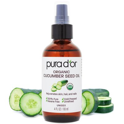 PURA D&#39;OR 4 Oz Organic Cucumber Seed Oil100% Pure USDA Certified Premium Grade All Natural Moisturizer, Cold Pressed, Unrefined, Hexane-Free Base Carrier Oil for DIY Skin Care For Men &amp; Women