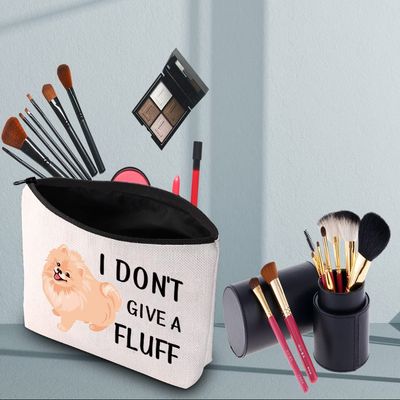 PWHAOO Pomeranian Dog Zipper Pouch Bag I Dont Give A Fluff Cosmetic Bag Pomeranian Lover Gifts (GIVE A FLUFF B)