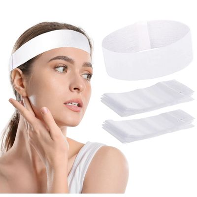 Nujzuir 100 Pieces Disposable Facial Headbands for Women Individual Wrapped Elastic Makeup Head Band Headwraps for Facials Skincare Spa