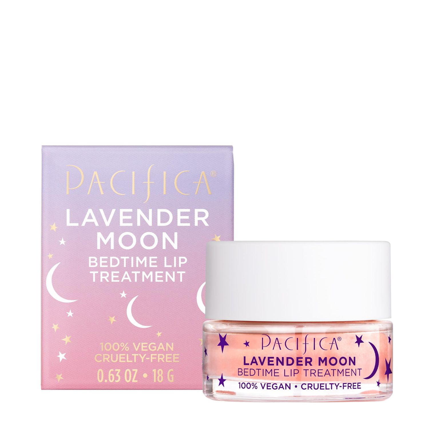 Pacifica Beauty, Lavender Moon Bedtime Lip Treatment, Lip Mask for Chapped, Cracked, Dry, Wrinkled Lips, 100% Vegan and Cruelty Free , Clear , 0.63 Ounce (Pack of 1)