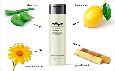 RAYA Calendula Astringent with AHA 6 oz (G-206) | Glycolic Facial Toner for Combo and Partially Oily Skin Prone to Break-Outs | Helps Normalize pH and Fight Bacteria | Made with Alpha Hydroxy Acids