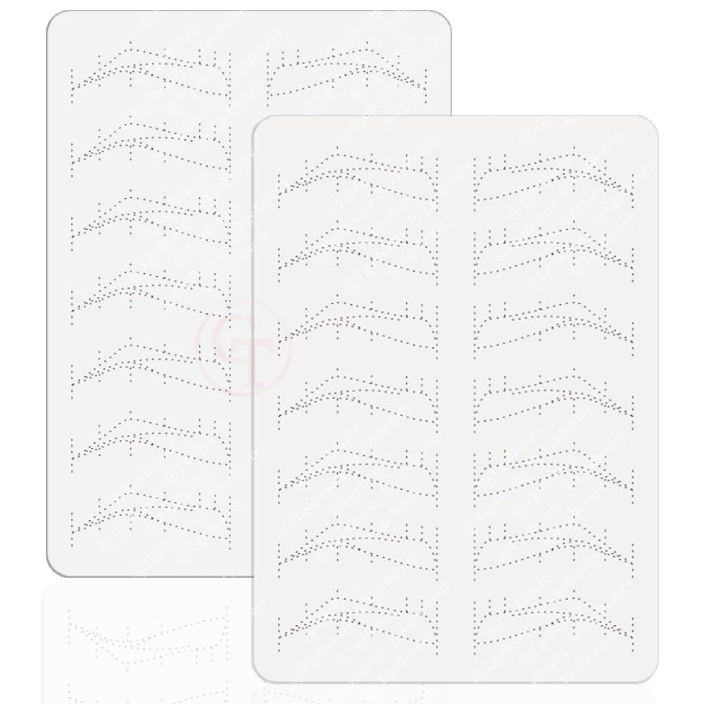 TgoBeauty 7 Pairs Brow Shapes Double Sided Design Eyebrow Spine 6 Nano stroke practice skin Silicone Practice Pad for Permanent Makeup Training (White Skins-4pcs)