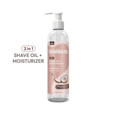 Skintimate 2-in-1 Shave Oil &amp; Moisturizer, Coconut Bliss, 7.3oz | Shaving Oil, After Shave for Women Bikini Area Moisturizer with Vitamin E and Aloe, Shaving Cream Alternative, 7.3 fl oz