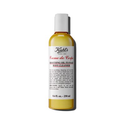 Kiehl&#39;s Creme de Corps Smoothing Oil-to-Foam Body Cleanser, Moisturizing Body Wash for Smooth &amp; Supple Skin, with Castor Oil &amp; Grape Seed Oil, All Skin Types, Vanilla &amp; Almond Scent - 8.4 fl oz
