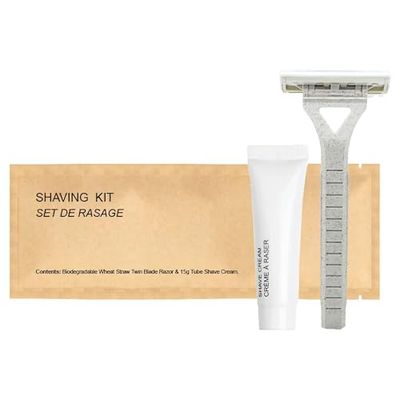 World Amenities Kraft Paper Shave Kit - Wheat Straw Dual Blade Safety Razor and Shave Cream Set (300 Pack)