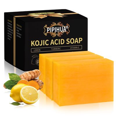 PIPIHUA Lemon Turmeric Kojic Acid Soap: Soap for Skin Combines Lemon &amp; Turmeric &amp; Kojic acid &amp; Collagen &amp; Vitamin C &amp; Glutathione(3 Pack)