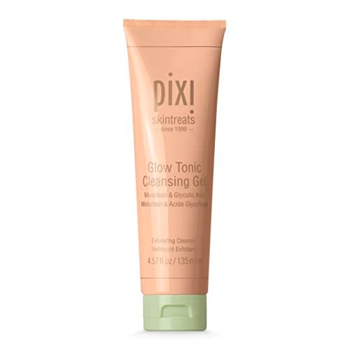 Pixi Beauty Glow Tonic Cleansing Gel 135ml | Glycolic Acid Facial Cleanser | Purify and Brighten Complexion | Ginseng Improves Circulation | 4.57 Fl Oz