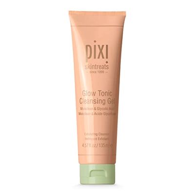 Pixi Beauty Glow Tonic Cleansing Gel 135ml | Glycolic Acid Facial Cleanser | Purify and Brighten Complexion | Ginseng Improves Circulation | 4.57 Fl Oz