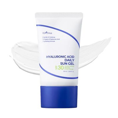 ISNTREE Hyaluronic Acid Daily Sun Gel 50ml, 1.69 fl oz | SPF 30 | Moisturizing Sunscreen | No White Cast | Lightweight | Mild Formula | Korean Skincare