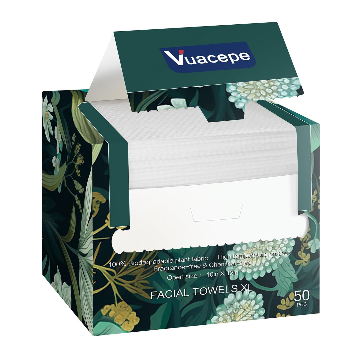 Vuacepe Face Towels Disposable Clean Face Towels, Cotton Makeup Remover Face Wipes, Disposable Large Facial Towels, Facial Cleansing Wipes for Sensitive Skin, Travel Hotel Essentials 50 Count (1 Pack)