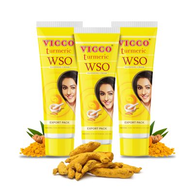 Vicco Turmeric WSO Face Moisturizer Cream - Hydrating with Natural Turmeric, Vegan, Suitable for All Skin Types, 100% Natural - 2.82 oz (Pack of 3)