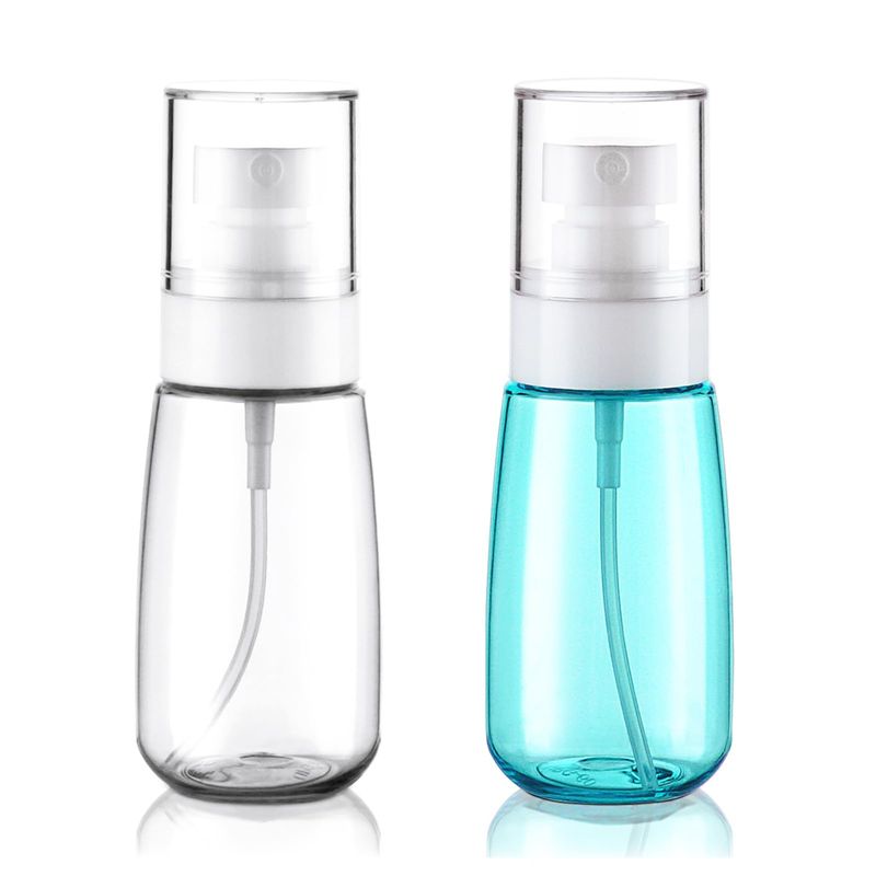 Wowang 2 Pack Travel Size Bottles Fine Mist Spray Bottles TSA Approved 2oz/60ml Refillable Cosmetic Leak Proof Spray Bottle for Hair Perfumes Skincare Water Face Sprayer(Clear+Green)