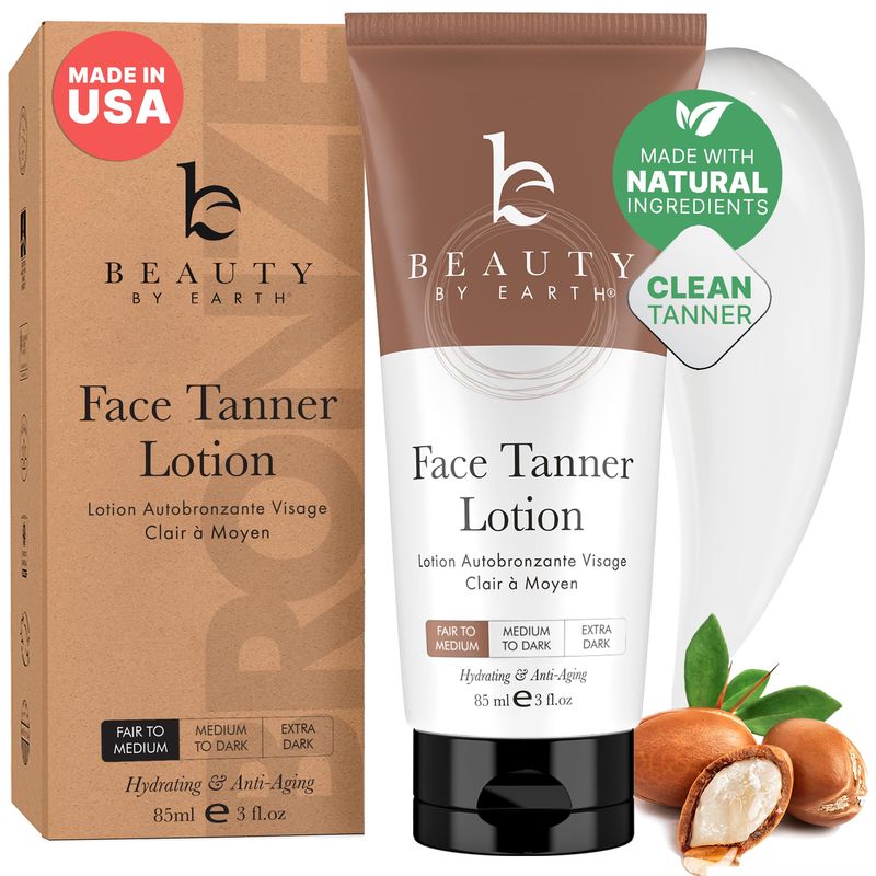 USA Made with Natural &amp; Organic Ingredients Face Tanner - Face Self Tanning Lotion, Non Toxic Self Tanner for Face, Gradual Tan Lotion, Sunless Moisturizer for Fake Tan for Women &amp; Men
