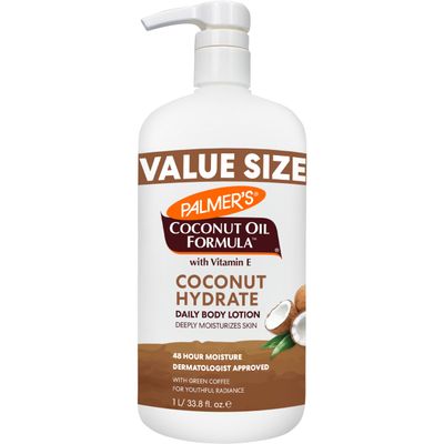 Palmer&#39;s Coconut Oil Formula Body Lotion for Dry Skin, Hand &amp; Body Moisturizer with Green Coffee Extract &amp; Vitamin E, Value Size Pump Bottle, 33.8 Fl Oz (Pack of 1)