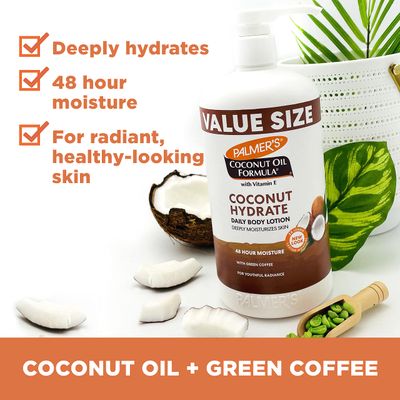 Palmer's Coconut Oil Formula Body Lotion for Dry Skin, Hand &amp; Body Moisturizer with Green Coffee Extract &amp; Vitamin E, Value Size Pump Bottle, 33.8 Fl Oz (Pack of 1)