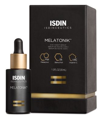 ISDIN Melatonik, Overnight Recovery Anti-Aging Benefits Night Serum, 3-in-1 Repairs, Restores and Brightens with Melatonin, Bakuchiol, Vitamin C