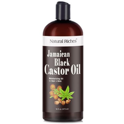Natural Riches Jamaican Black Castor Oil Pure Organic Cold Pressed for Hair Growth Skin Care for Dry Skin Conditioning Eyebrows Eyelashes Scalp and Nail Moisturizes &amp; Repairs 16fl.oz.