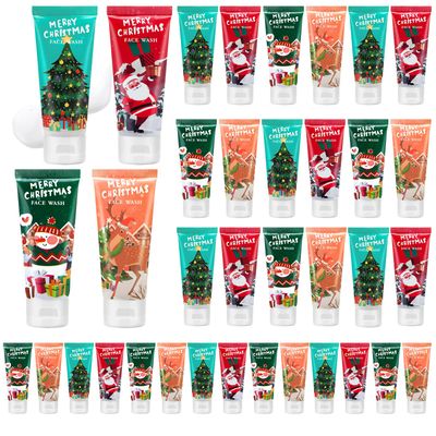 Linyuthia 36 Pcs Christmas Face Wash Bulk Christmas Gifts Facial Cleanser Christmas Stocking Stuffers Women Mini Travel Size Facial Wash Cleansing Bulk Holiday Gift Set for Adult Coworker, 40 ml