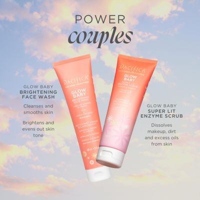 Pacifica Beauty Glow Baby Brightening Face Wash & Enzyme Face Scrub Set, Skincare, Vitamin C, Glycolic Acid, Vitamin E, Facial Cleanser, Exfoliator, Skin Care, Vegan, 5 fl oz and 4 fl oz (Set of 2)