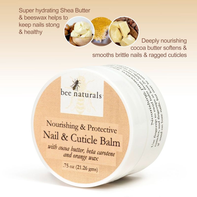 Nail &amp; Cuticle Balm - Cocoa Butter &amp; Beta Carotene Blend for Strong, Smooth Nails - luscious natural tangerine fragance Shea Butter &amp; Beeswax Cruelty-Free Nail Care