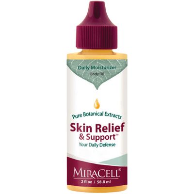 Miracell Skin Relief and Support, Apricot Kernel Oil, Coconut Oil, Sesame Oil Jojoba Oil, Avocado Oil, Camellia oil, Rosehip oil Vitamin E, Serum 2 oz