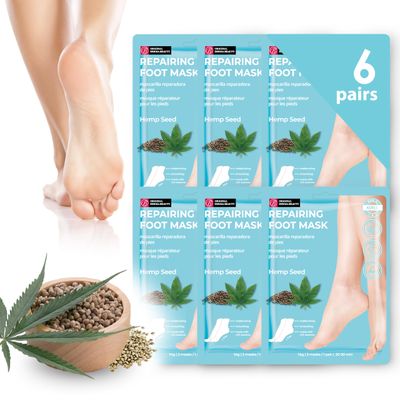 Innerest Original Derma Beauty Foot Mask 6 Pairs Repairing Hemp Seed Foot Masks Body Exfoliator Moisturizing Foot Mask Callus Remover Foot Bath Pedicure Supplies for Beauty &amp; Personal Care