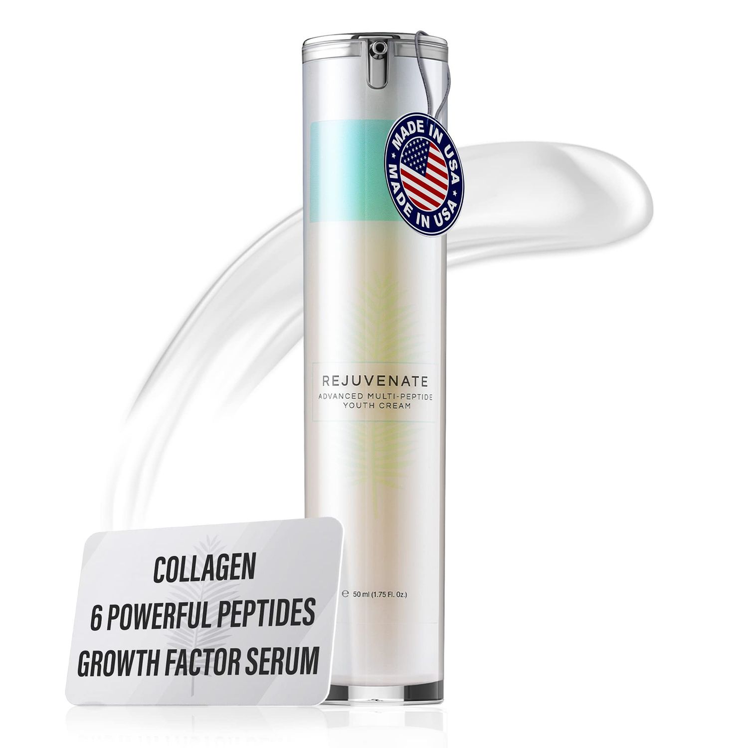 REJUVENATE Growth Factor Cream - Ultimate Hydrating Face Cream Moisturizer, Multi-Peptide Cream w/Collagen Stimulators for Firm, Youthful Skin - Diminish Fine Lines, Wrinkles &amp; Dark Circles, 50ml