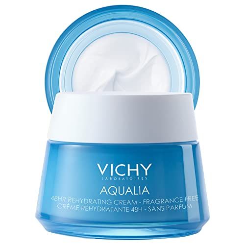 Vichy Aqualia Thermal 48HR Rehydrating Fragrance Free Face Cream, Hyaluronic Acid Moisturizer for Dry Skin, Moisturizing Face Lotion, Fragrance Free, 1.69 fl. oz.