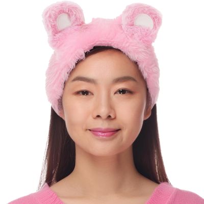 Spa Savvy Care Bears Skincare Headband, Cheer Bear Makeup Hair Band with 3D Ears for Washing Face, Skin Care Routine, and Cosmetics