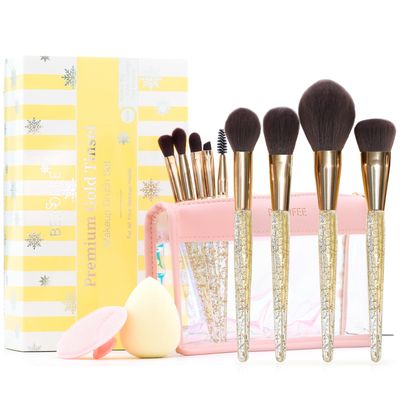 Makeup Brush Set 12 Pcs Foundation Brush Premium Synthetic Powder Concealers contour Eye Shadows Blush Makeup Brushes with Pink Case