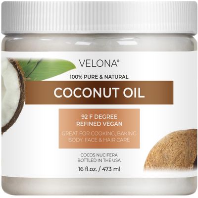 velona Coconut Oil 92 Degree 16 fl oz | 100% Pure and Natural Carrier Oil | in jar | Refined, Cold pressed | Skin, Face, Body, Hair Care | Use Today - Enjoy Results