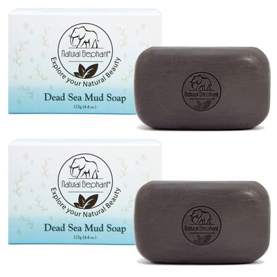 Natural Elephant Dead Sea Mud Soap 4.4 oz (125 g) - Premium All-Natural Face and Body Cleanser with Mineral-Rich Dead Sea Mud for Refreshing and Rejuvenating Skincare (2 units - 4.4 oz bars)