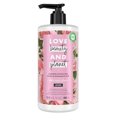 Love Beauty and Planet Delicious Glow Body Lotion Murumuru Butter &amp; Rose for Soft, Glowing Skin Natural Ingredients, Plant-Based Moisturizers, Vegan, Cruelty-Free 13.5 oz