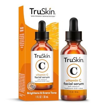 TruSkin Vitamin C Serum - Anti Aging Facial Serum with Vitamin C, Hyaluronic Acid, Vitamin E - Brightening Serum - Even Skin Tone, Improve Appearance of Dark Spots, Fine Lines &amp; Wrinkles, 1 Fl Oz