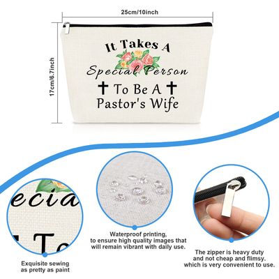 Pastors Wife Gift Makeup Bag Pastor's Wife Appreciation Gifts Religious Gift for Women Cosmetic Bag Minister's Wife Gift Christmas Birthday Gift for Pastor's Wife Thank You Gift Travel Toiletry Pouch