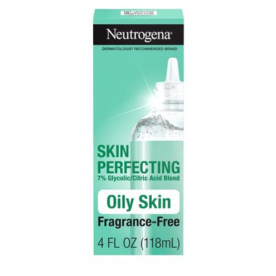 Neutrogena Skin Perfecting Daily Liquid Facial Exfoliant with 7% Glycolic/Citric Acid Blend for Oily Skin, Smoothing &amp; Clarifying Leave-On Face Exfoliator, Oil- &amp; Fragrance-Free, 4 fl. oz