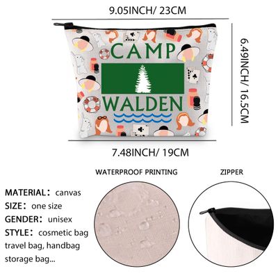 XYANFA Camp Walden Makeup Bag Summer Camp Girls Gift Outdoor Camping Gift Movie Inspired Gift 90s Nostalgia Zipper Pouch Bag (Cotton, WALDEN)